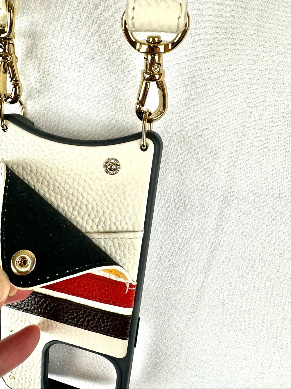 Bandolier Iphone 15 Pro Crossbody Case Leather Strap Stripe
